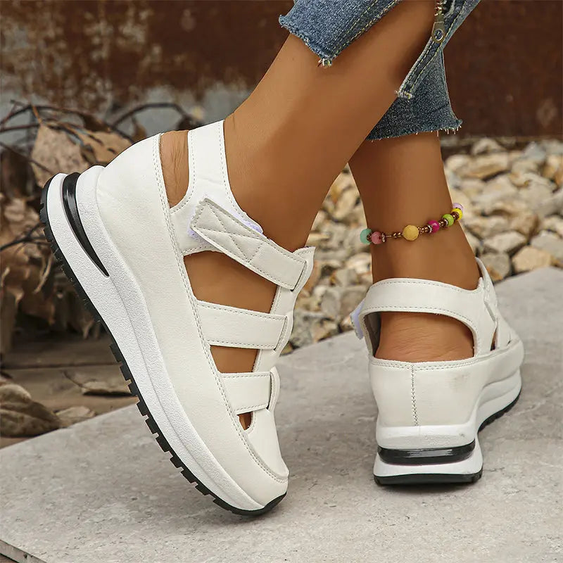 Cutout Closed Toe Platform Fisherman Sandals
