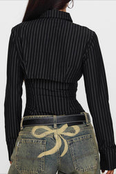 Sheer Button Front Long Sleeve Top
