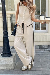 Chic Colorblock Sleeveless Vest Pants Set