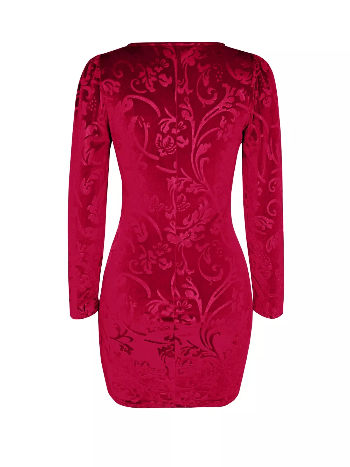 Luxe Red Velvet Floral Fitted Mini Dress