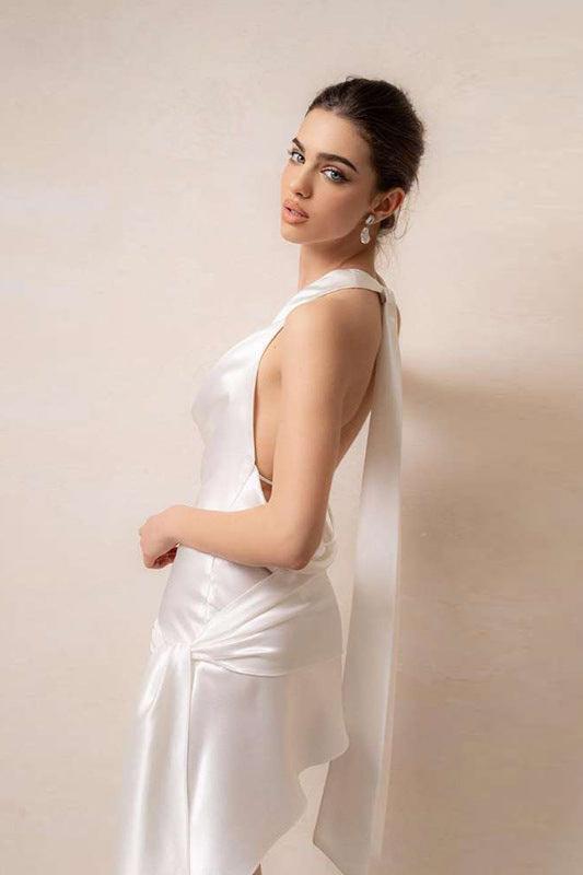 Luxe Satin Bloom Halter Dress 9
