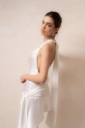 Luxe Satin Bloom Halter Dress 9