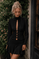 Chic Button Hollow Out Tie Front Slim Blouse