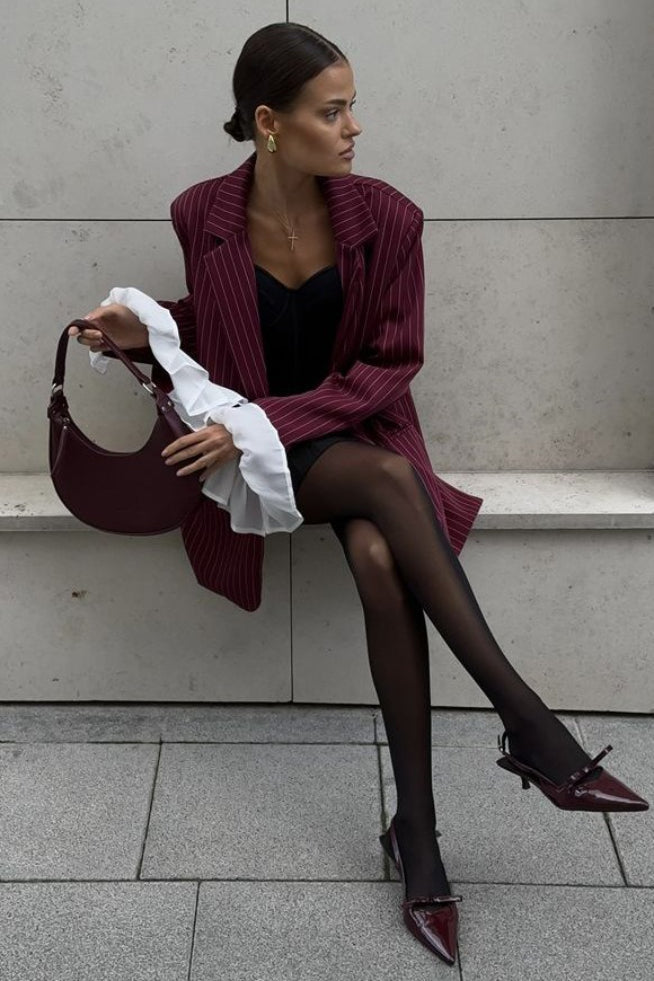 Oversized Ruffle Lace Sleeve Blazer