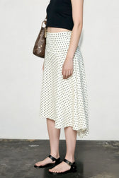 Polka Dot Low Waist Ruffle Hem A-Line Skirt