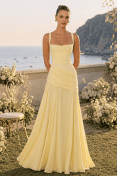 Solid Plunge Ruched Waist Backless Slip Dress