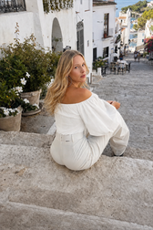 Elegant Puff Sleeve Cold Shoulder Blouse