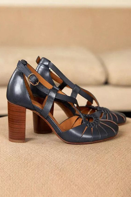 Multi Cross Strap Chunky High Heel Sandals