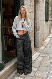 Camouflage Wide Leg High Waist Relaxed Jeans