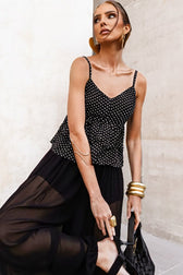 Polka Dot Peplum Cami Top