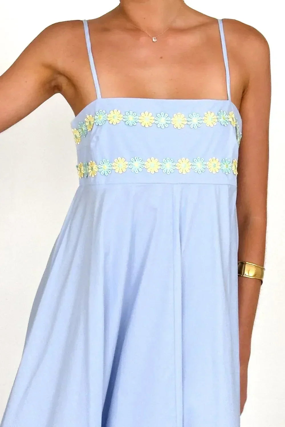 Floral Embroidered Spaghetti Strap Maxi Dress