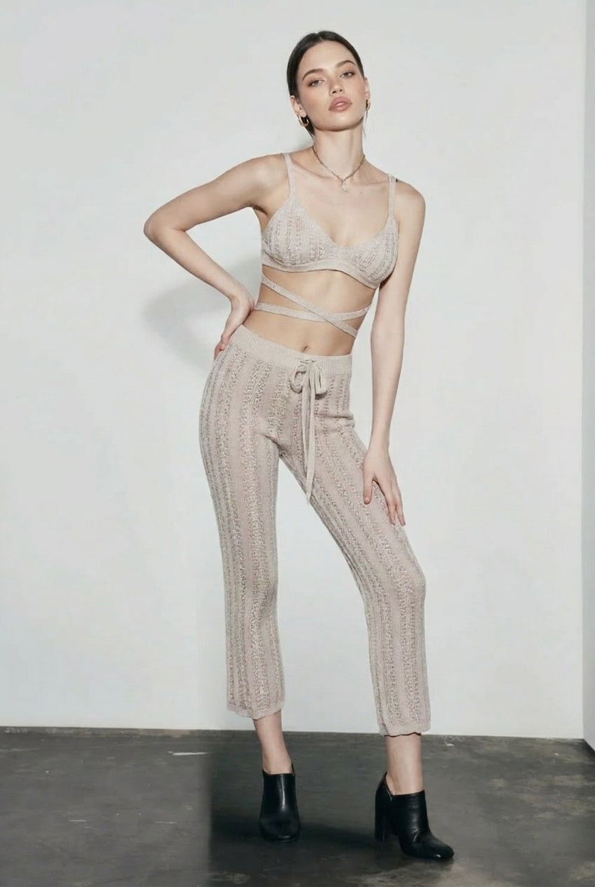 Cutout Bikini Top Tie Pants Vacation Set
