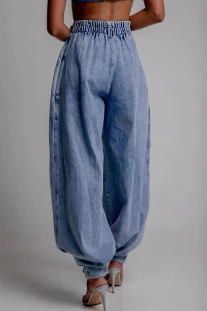 High Waist Zip Jogger Jean