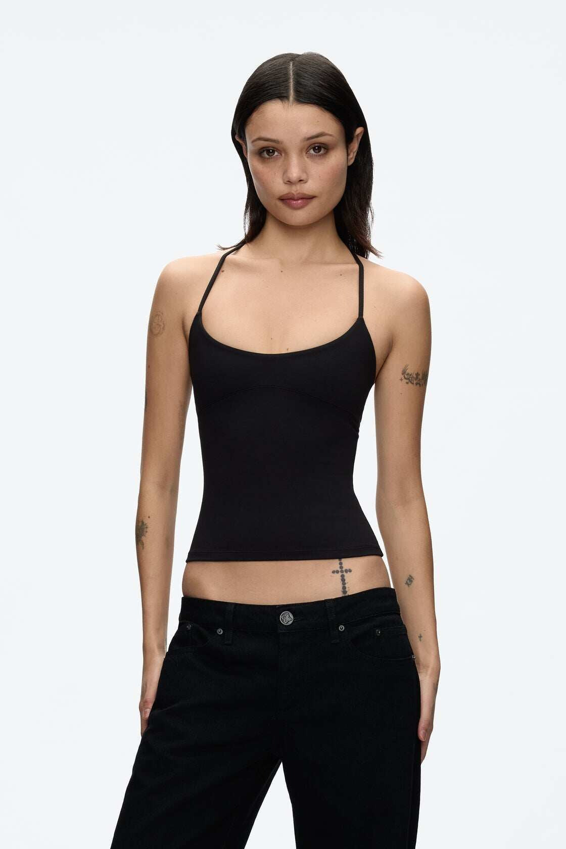 Silver-Tone Strap Slim Fit Cami Top