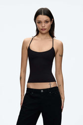Silver-Tone Strap Slim Fit Cami Top