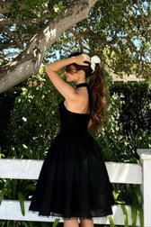 Tie-Waist Puff Party Dress