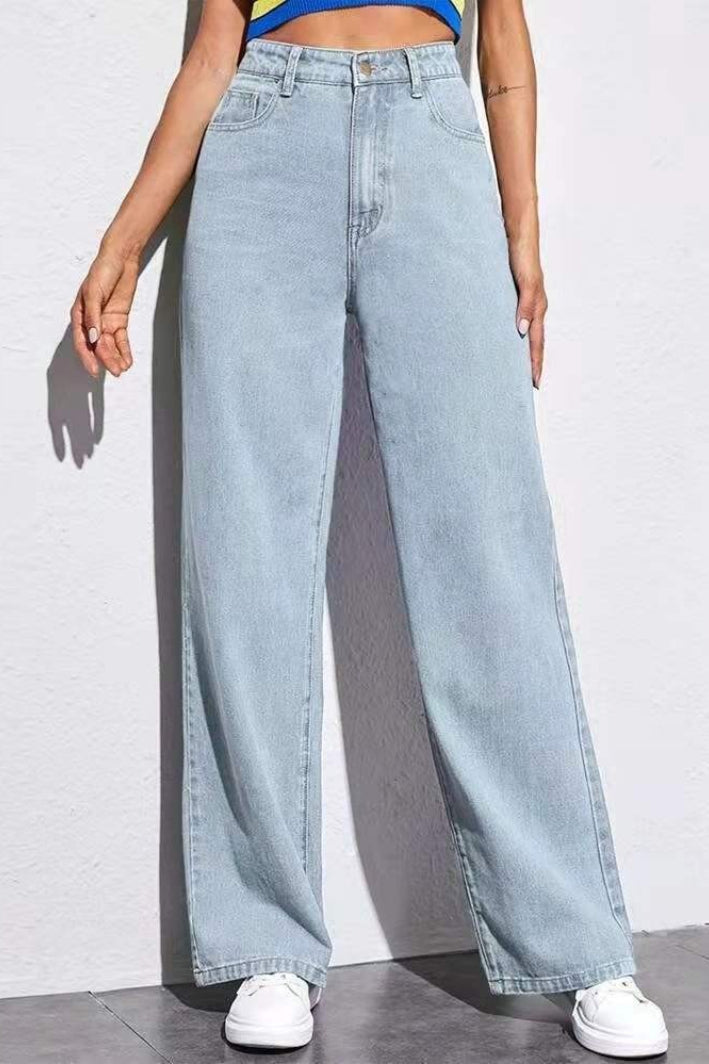 High Waist Slim Straight Leg Jeans