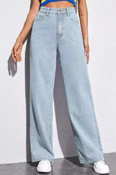 High Waist Slim Straight Leg Jeans