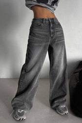 High-Waist Vintage Washed Denim Jeans