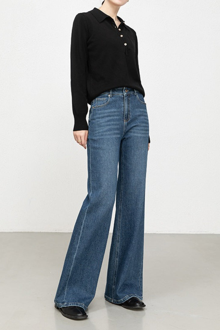 High-Waist Straight-Leg Denim Jeans