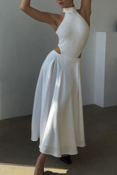 Satin High Waist Circle Maxi Skirt