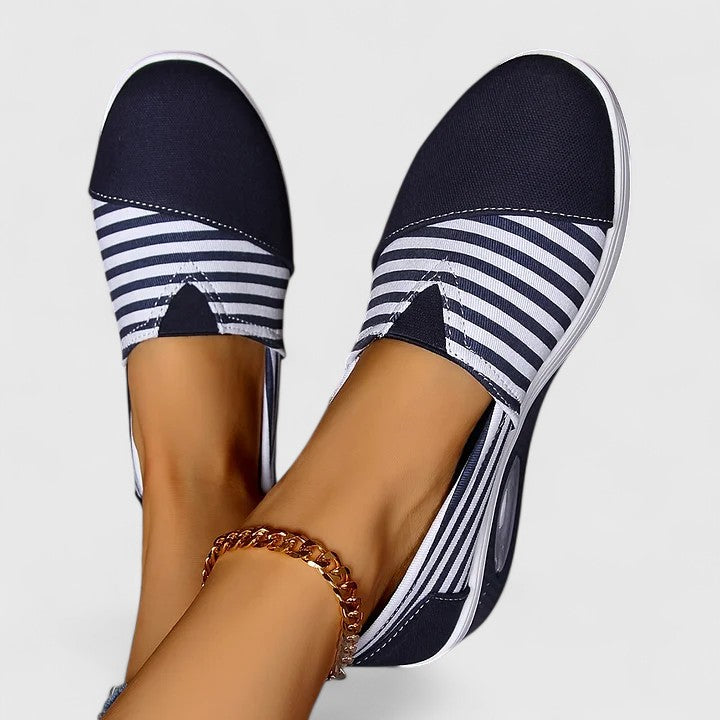 Striped Slip On Platform Wedge Sneakers
