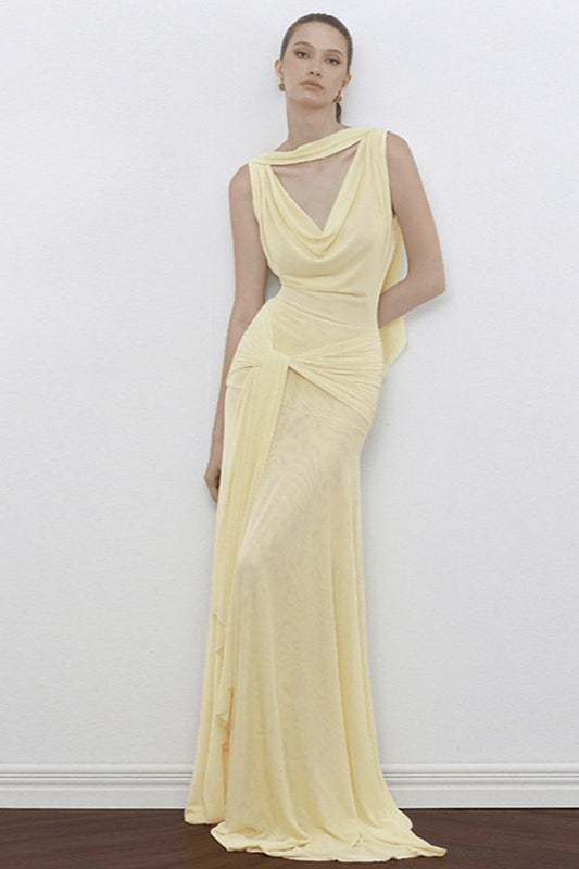 Sheer Mesh Back Tie-Waist Wrap Dress