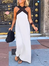 Cross Front Halter Neck Sleeveless Maxi Dress 13