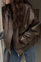 Retro Zipper PU Leather Motorcycle Jacket