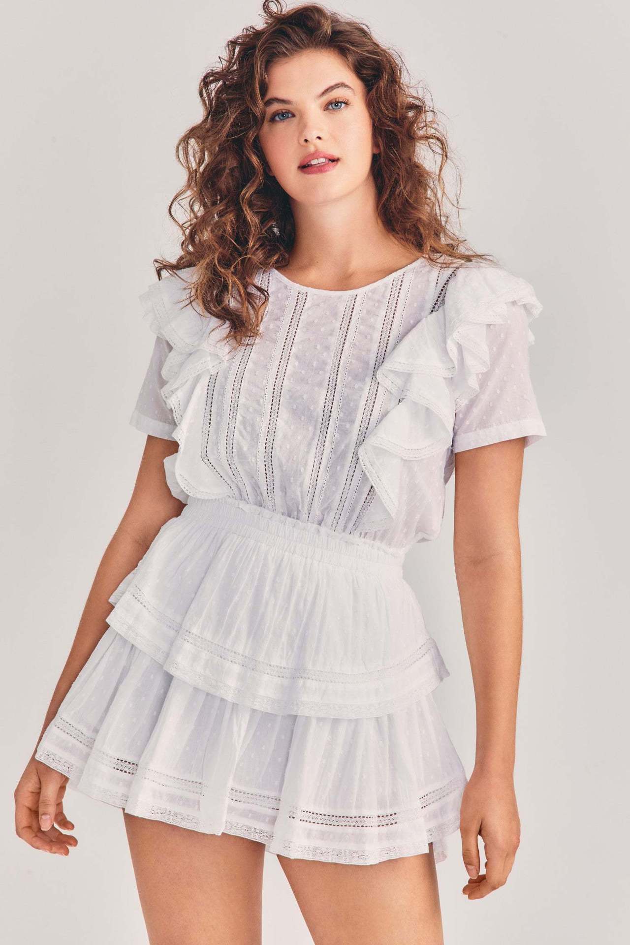 White Lace Layered Mini Dress - View 4