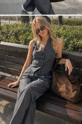 Solid Structured Suit Pants