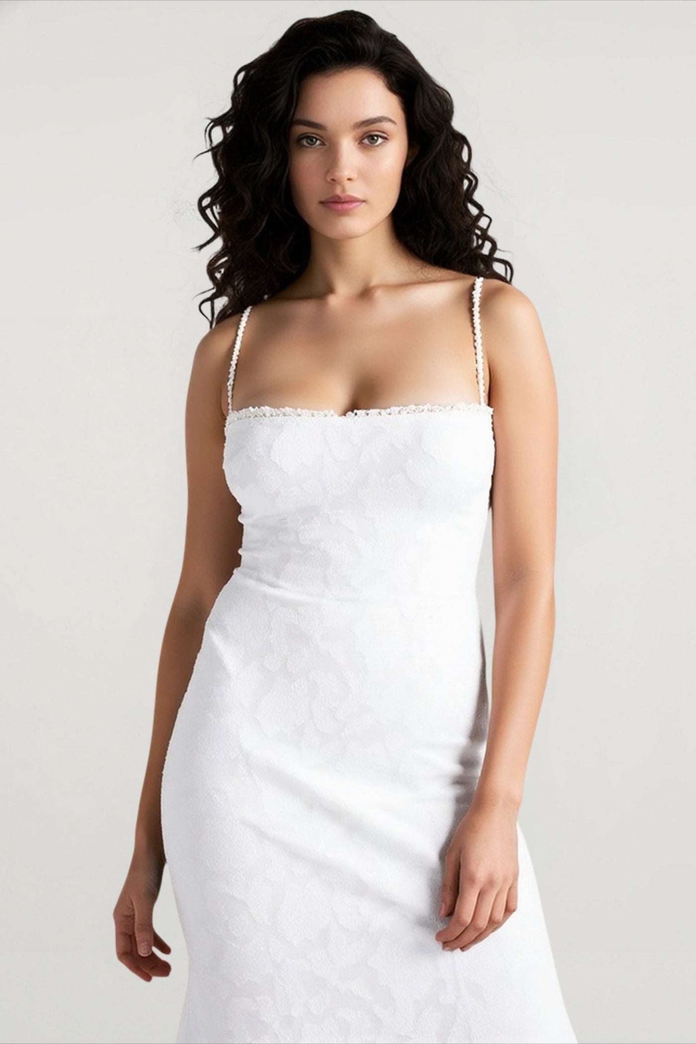 Tie Waist Sling Embroidered Mermaid Lace Dress