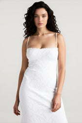 Tie Waist Sling Embroidered Mermaid Lace Dress
