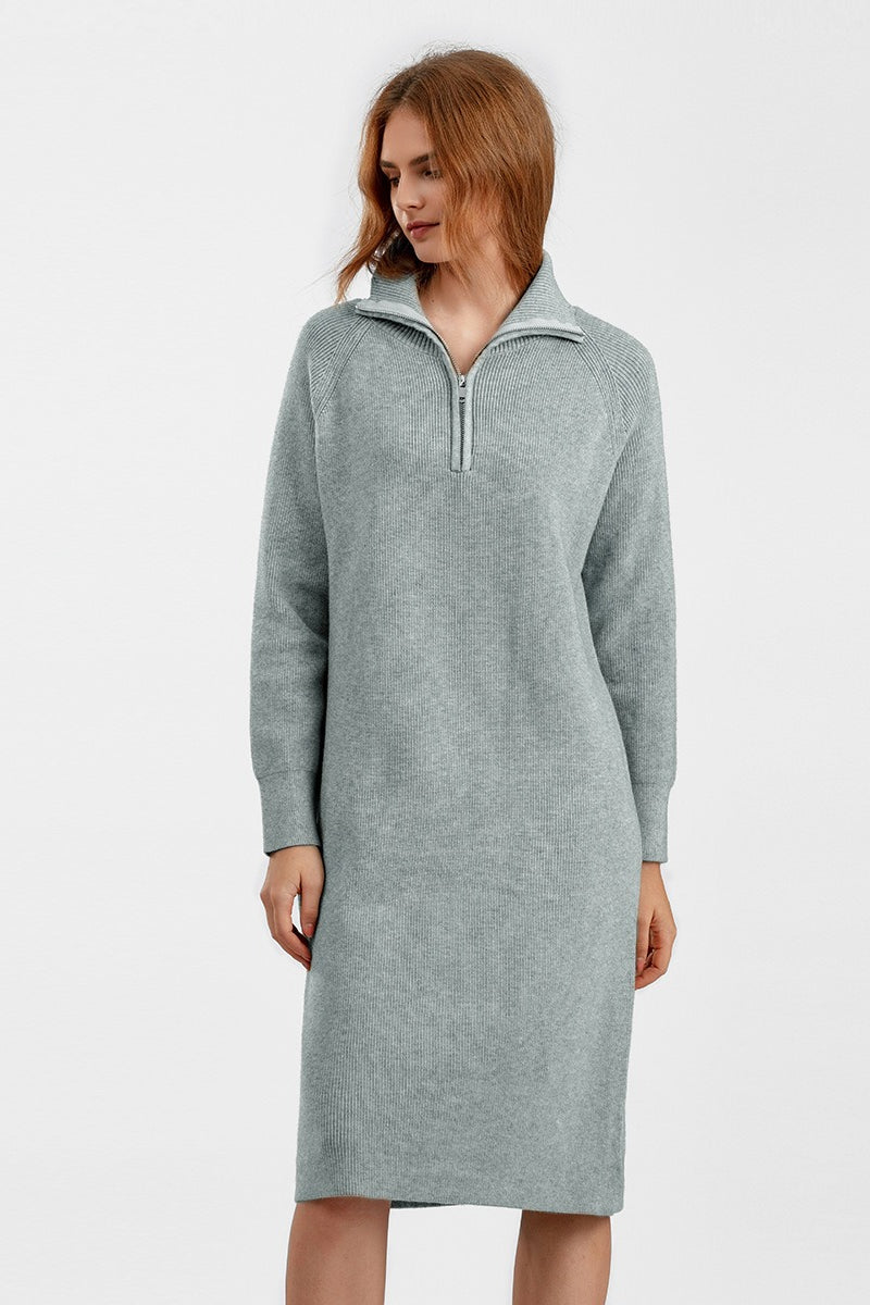 Zipper Pullover Sweater Dress