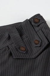 Striped Low Rise Asymmetric Flared Tailored Pants