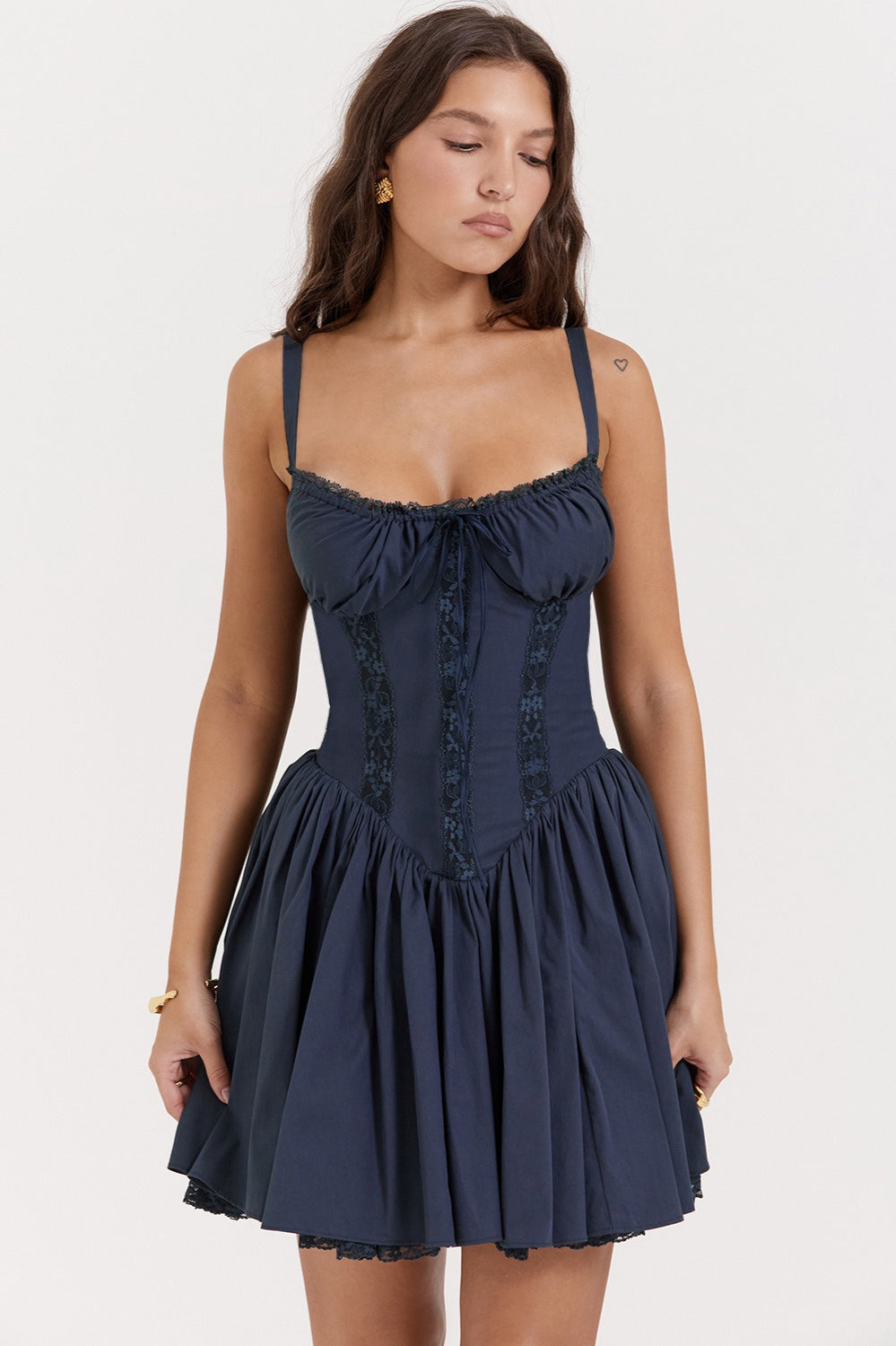 Allure Lace Trim Solid Slip Dress 12