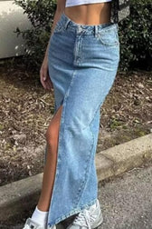 Vintage Bodycon Midi Jean Skirt