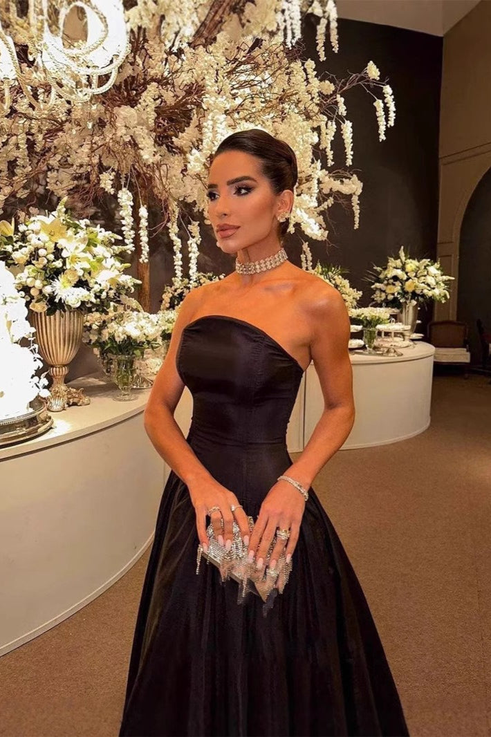 Luxe Solid Strapless Slip Prom Dress