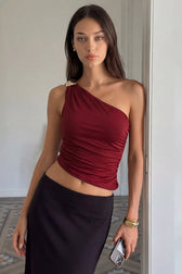 One-Shoulder Sexy Fitted Crop Top