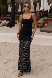 Polka Dot Off Shoulder Backless Bodycon Slip Dress