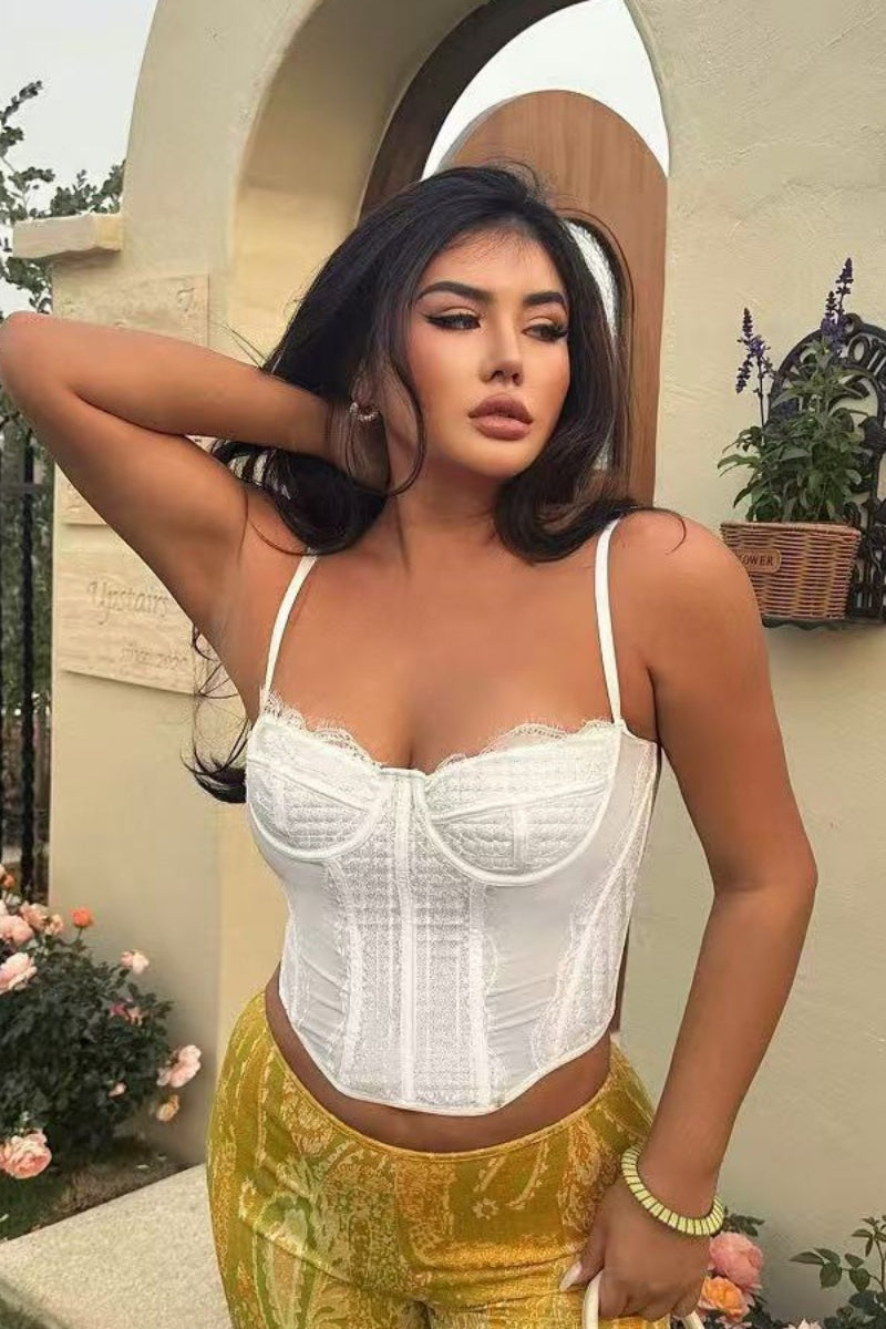 Push Up Lace Trim Sheer Cami Top