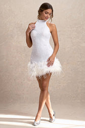 Shiny Fuzzy Sequin Bodycon Party Dress