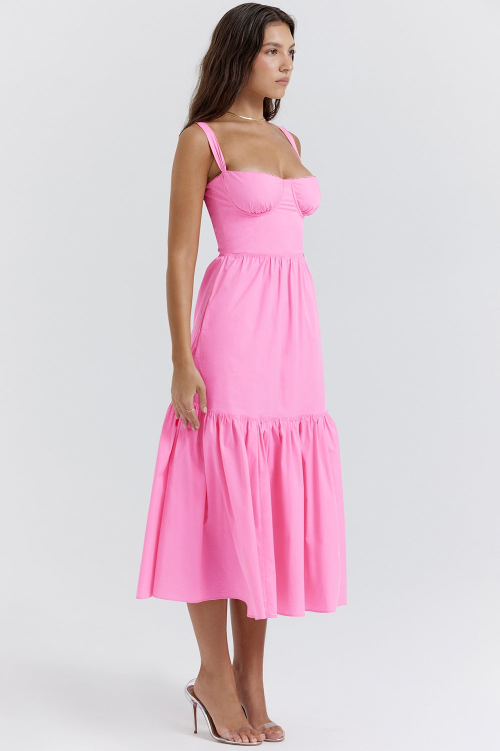 Underwire Sweetheart Cami Tiered Midi Sundress 9