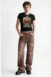 Vintage Rock Graphic Cropped T-Shirt