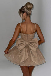 Satin Bow A-Line Mini Dress - View 9