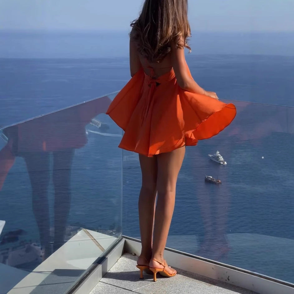 Halter Neck Cut Out A-Line Swing Mini Dress 2