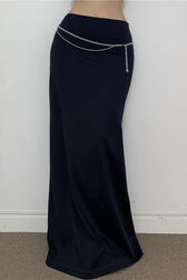 American Retro Solid Color Draped Skirt