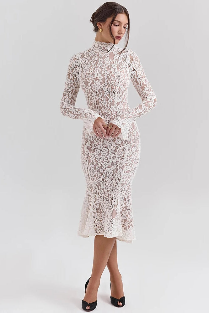 Lace Long Sleeve Midi Dress 4