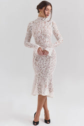 Lace Long Sleeve Midi Dress 4