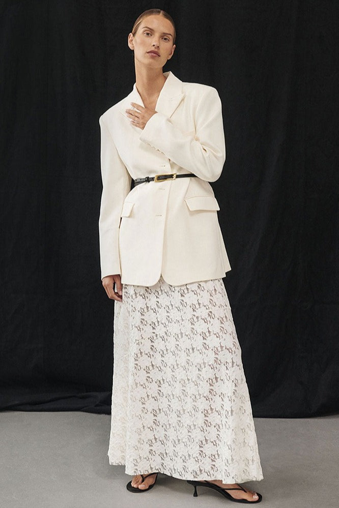 Floral Lace High Waist Straight Maxi Skirt 2